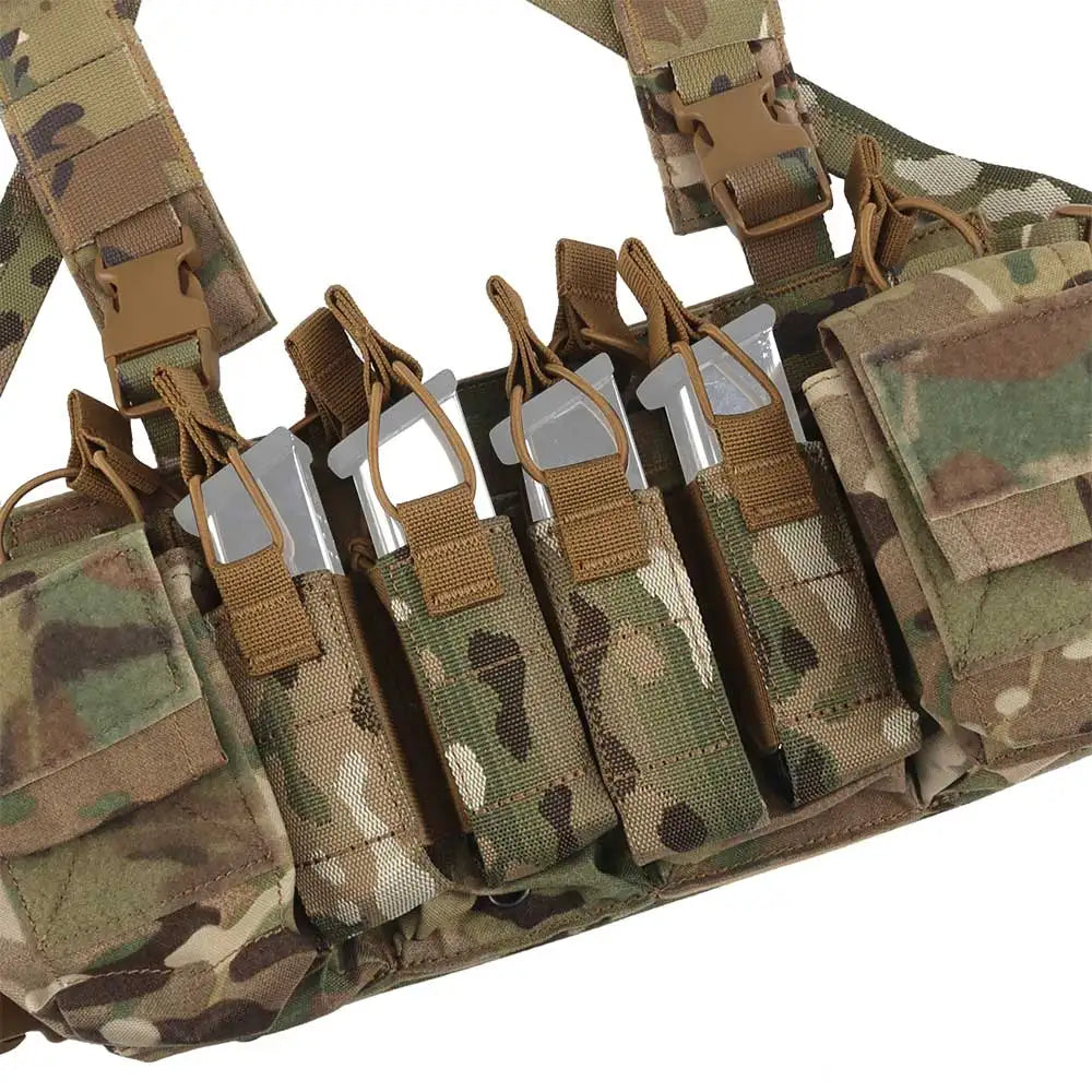 D3CRX Tactical Vest Chest Rig Multi-function Modular Airsoft Wargame Patrol Hunting Gear with 9mm 5.56 Quadruple Magazine Pouch