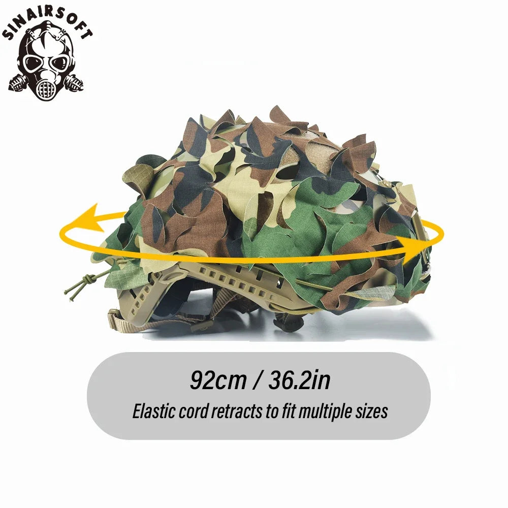 Tactical 3D Camo Net Airsoft Helmet Cover Laser Cut Nylon Drawstring Helmet Scrim CS Wargame Paintball Paratrooper Hunting
