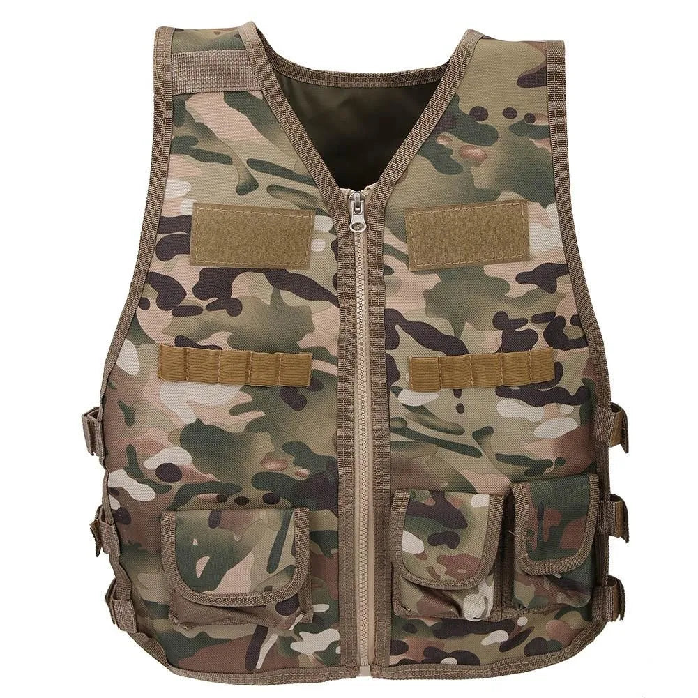 Children Combat Vest Kids Camouflage Multiple Pockets Hunting CS Shooting Jacket Hunting Tactical Waistcoat Training Gear