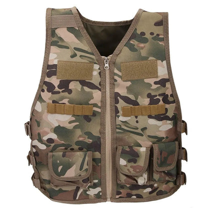 Children Combat Vest Kids Camouflage Multiple Pockets Hunting CS Shooting Jacket Hunting Tactical Waistcoat Training Gear