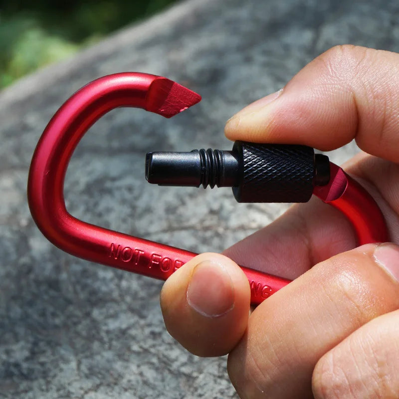 5pcs Carabiner With Lock Set Aluminium Alloy Tourist Hooks Fishing Carbin Buckle Caribiner Clip Key Holder Keychain Camping Tool