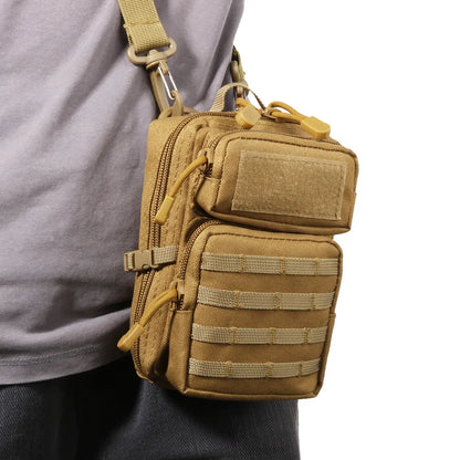 Tactical MOLLE EDC Pouch Utility Mini Crossbody Shoulder Bag with Adjustable Strap for Outdoor Camping Hiking Hunting Waist Pack