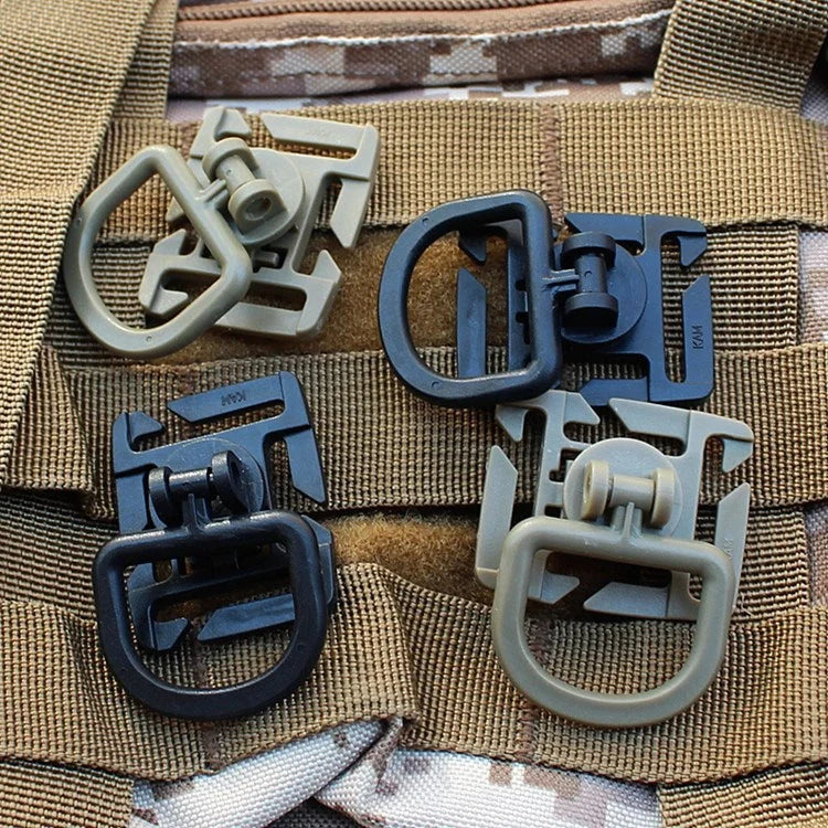4pcs/set 360 Rotation D-Ring Clips Tactical Bag Accessories for MOLLE Webbing Attachment Backpacks D-Ring Grimloc Locking D-Ring