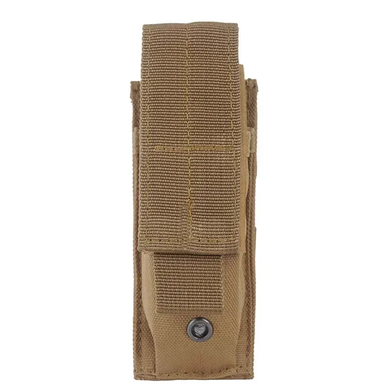 Tactical 9mm Molle Single Pouch Single Pistol Magazine Pouch Outdoor Flashlight Pouch Torch Holder Mag Bag Hunting Knife Holster