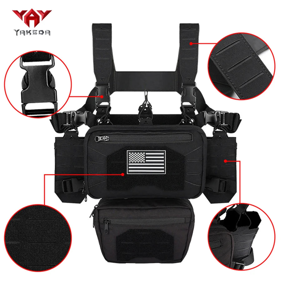 YAKEDA Outdoor Equipment Chest Hanging Bellyband Laser MOLLE Mounting Multi functional Chest Hanging
