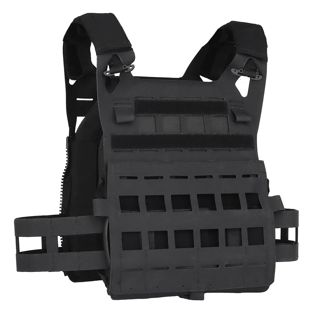 Wosport SPC Plate Carrier Lightweight MOLLE Vest Laser Cut Quick Release Shoulder Buckle Hook-and-Loop Rear Zipper for Airsoft
