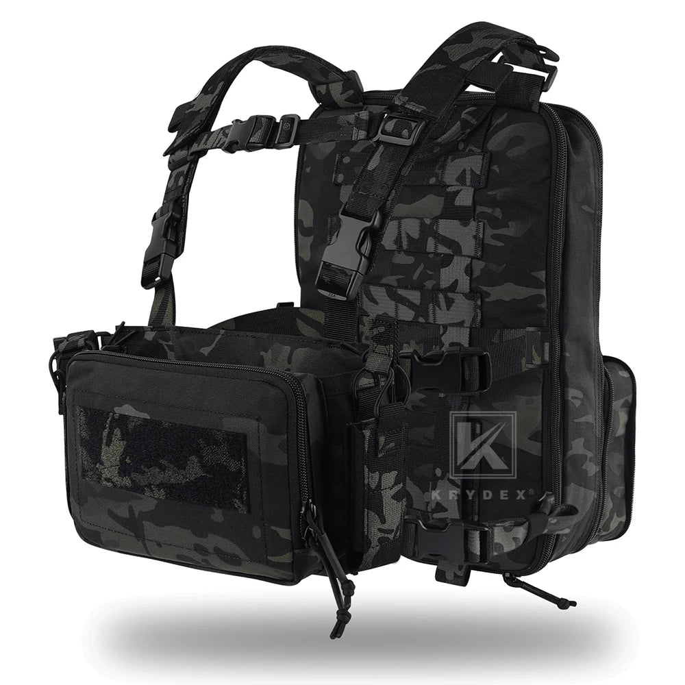 KRYDEX Expandable Flatpack D3 Backpack with Tactical D3CR Chest Rig Rifle AK M4 Magazine Pouch Hiking Hunting Bag Vest