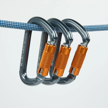 Camnal Heavy Duty 30KN Aluminum Double Lock D Shape Climbing Carabiner Hook Aerial Work CE Certified Model 9903 Custom Logo