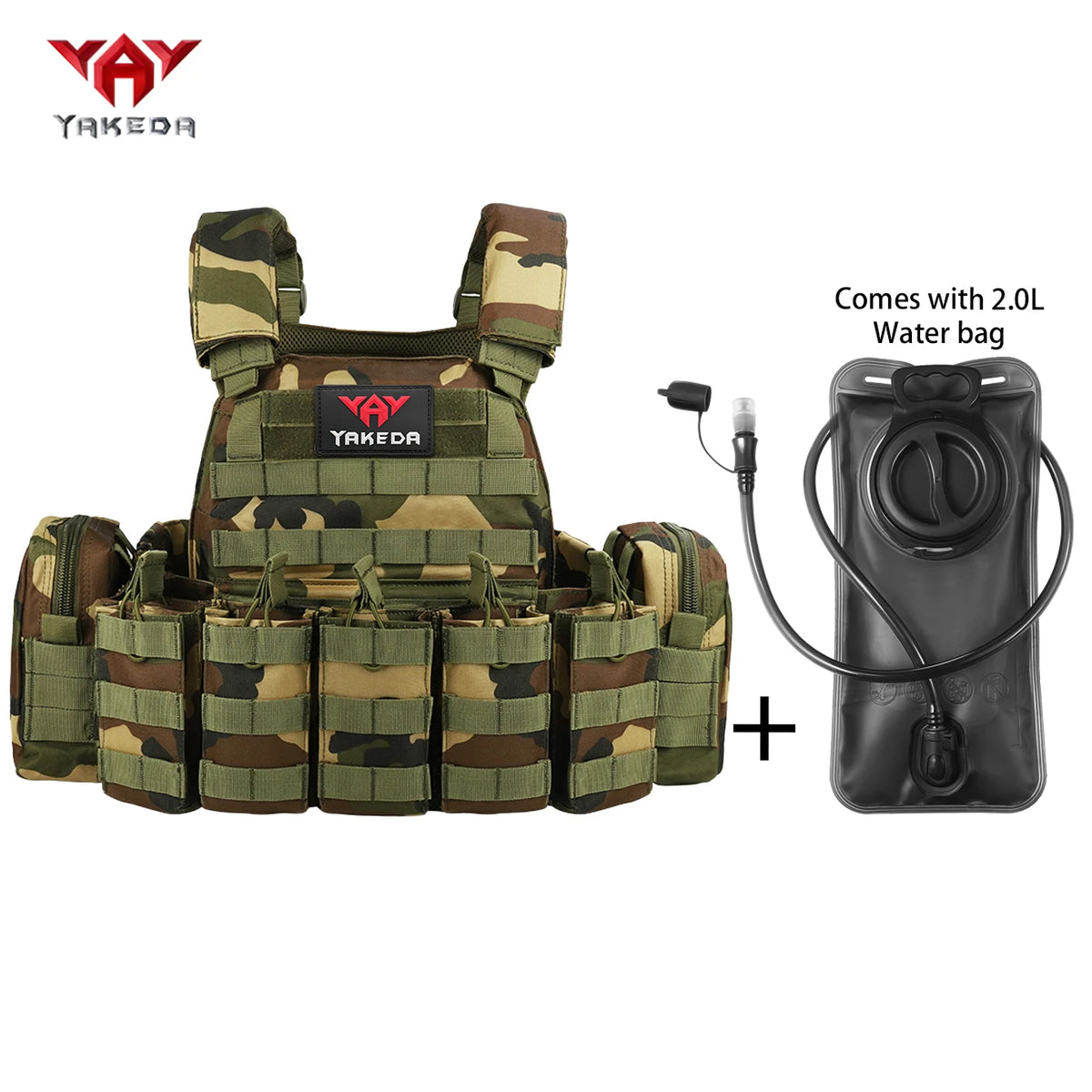 YAKEDAMOLLE Modular Hunting Tank Top, Comes with 2L Soft Water Bag, Adjustable Shoulder Strap with Multiple Device Bags