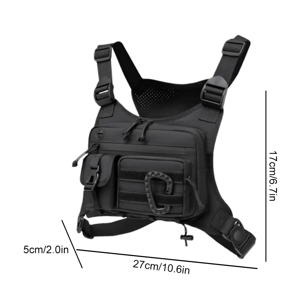 Outdoor Tactical Chest Bag Large Capacity Cycling Chest Pack Adjustable Strap Nylon Hunt Vest Bag Travel Commute Sports Backpack