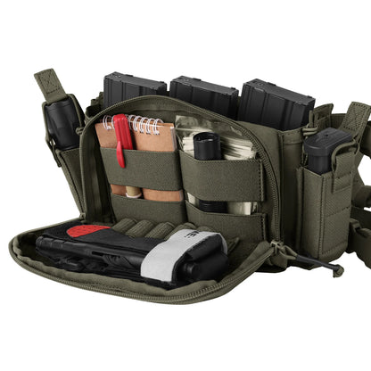 KRYDEX Tactical D3CR Chest Rig Vest with D3 Flatpack Backpack Bag Rifle Pistol Mag Pouch Hunting Airsoft Accessory Ranger Green