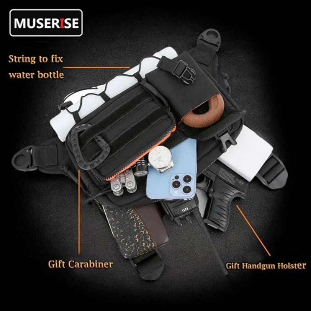 Outdoor Cycling Chest Bag Adjustable Strap Multifunctional Vest Chest Bag Nylon Hunt Vest Bag Travel Commute Sports Backpack