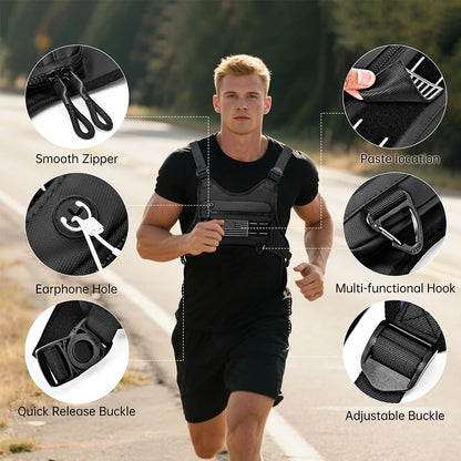 Tactical Running Vest Bag with Gun Holster Anti-Theft Chest Pack Outdoor Sports Running Vest Bag for Cycling Hiking Hunting