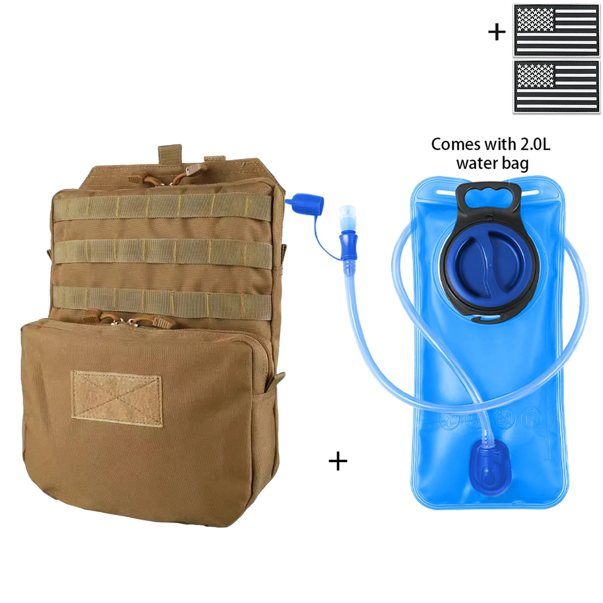 Outdoor Hunting Water Bag Set 2L Large Capacity Drinking Water Bag Portable Water Storage Bag for Hiking and Cycling