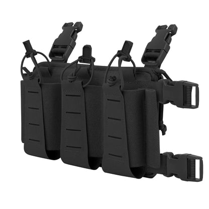 KRYDEX Tactical Triple Magazine Pouch GP Pouch Aifsoft Hunting Chest Rig Accessories Front Elastic Placard For 5.56 Mag Holders