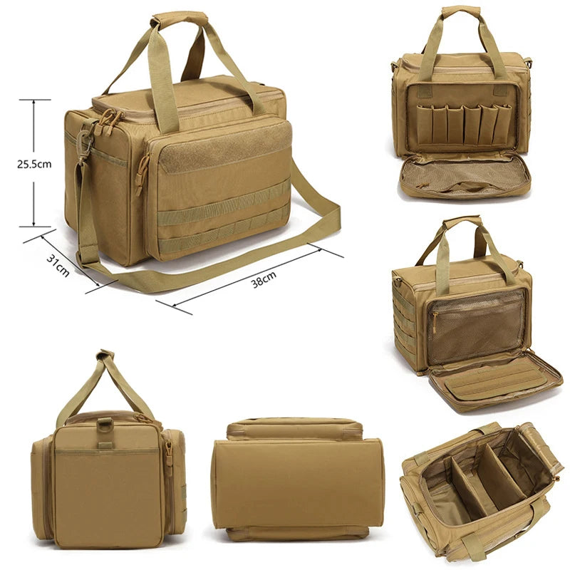 Large Capacity Durable Tactical Handbag, Multi-pocket Shoulder Bag with Pistol Magazine Pouch MOLLE Expand for Hunting Shooting