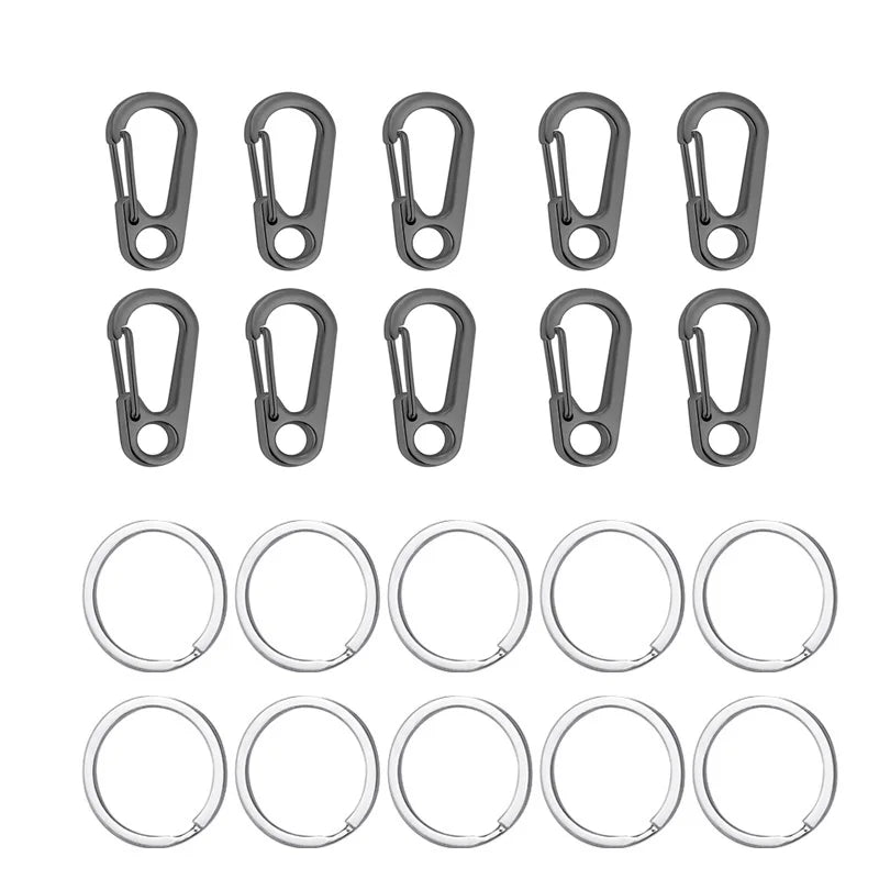 10pcs Mini Carabiner Set Outdoor Rope Clip Camping Paracord Accessories Knapsack Hanging Buckle  Daily DIY Keychain