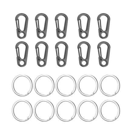 10pcs Mini Carabiner Set Outdoor Rope Clip Camping Paracord Accessories Knapsack Hanging Buckle  Daily DIY Keychain