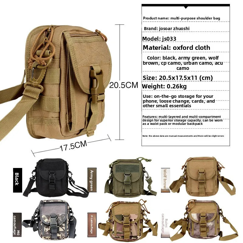 Tactical Waist Bag Molle System Outdoor Crossbody Sling Bag Oxford Cloth Multi-pocket Shoulder Pack for Hiking Camping Travel
