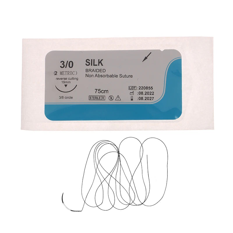 10Pcs 75cm 2/0 3/0 4/0 Medical Surgical Suture Nylon Silk Polypropylene Polyester Monofilament Thread Suture Teaching Exercises