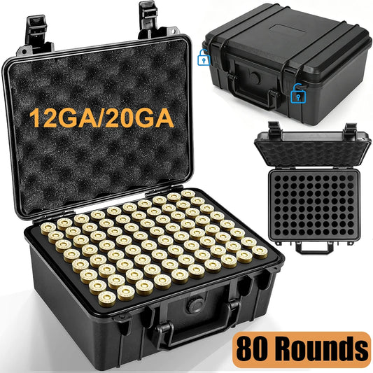 Shotgun Shell Holder 12 Gauge Box 80 Rounds Hunting Cartridges Case Shotshell Box for 12GA 20GA 16GA Bullet Ammo Storage Box