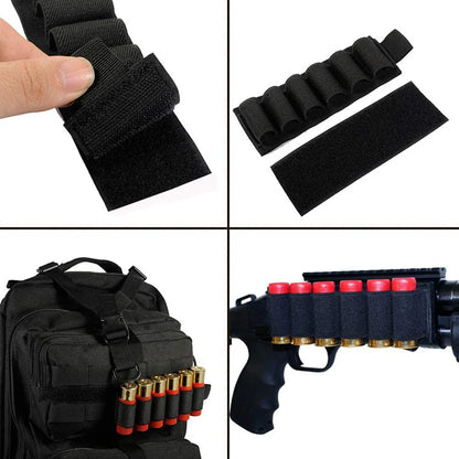 Tactical Outdoor 6 Round Shotgun Shell Holder Ammunition Pistol Bullet Reload Holder with Adhesive Backing Sticker For 12 Gauge