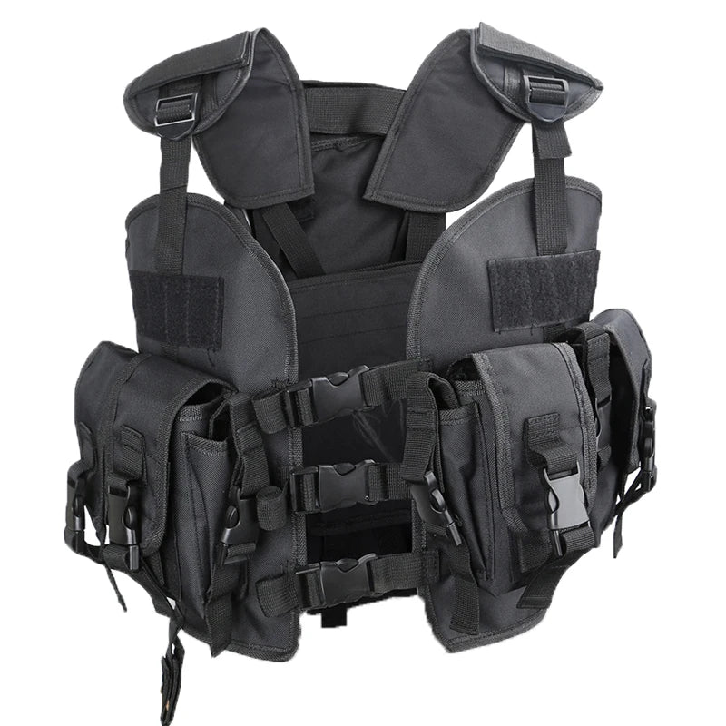 Tactical Molle Vest Men's Hunting Vest With Water Bottle Pocket Camo Airsoft Paintball Gear