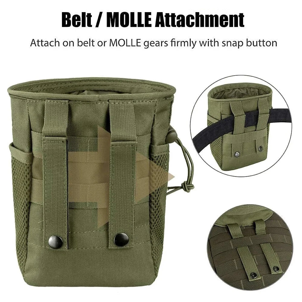 Molle Dump Pouch,Hunting Magazine Recovery Pouch Drastring Ammo Bag Belt Waist Fanny Pack Adjustable Holster Bag