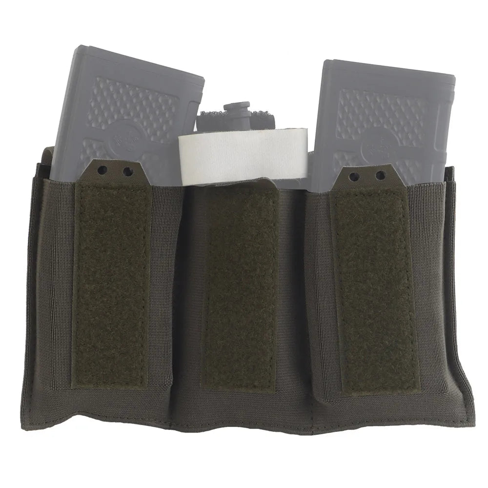 SP Elastic Single Triple Molle Mag Holster Compatible with AR 5.56 Magazine Vest Airsoft Front Panel Expansion Second Layer Bag
