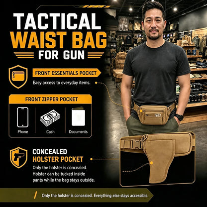 Concealed Carry Pistol Gun Bag Anti-Theft Handgun Hip Bag Tactical Waist Fanny Pack EDC Tool Pouch for Hunting Hiking Travel