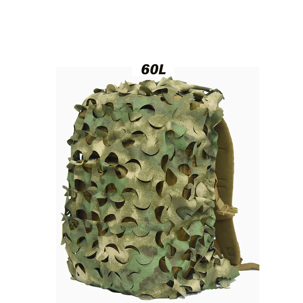 3D Camo Net Backpack Cover 60L 80L  Laser Cut Camouflage Hunting Backpack Cover Paintball Paratrooper Hunting Accessories