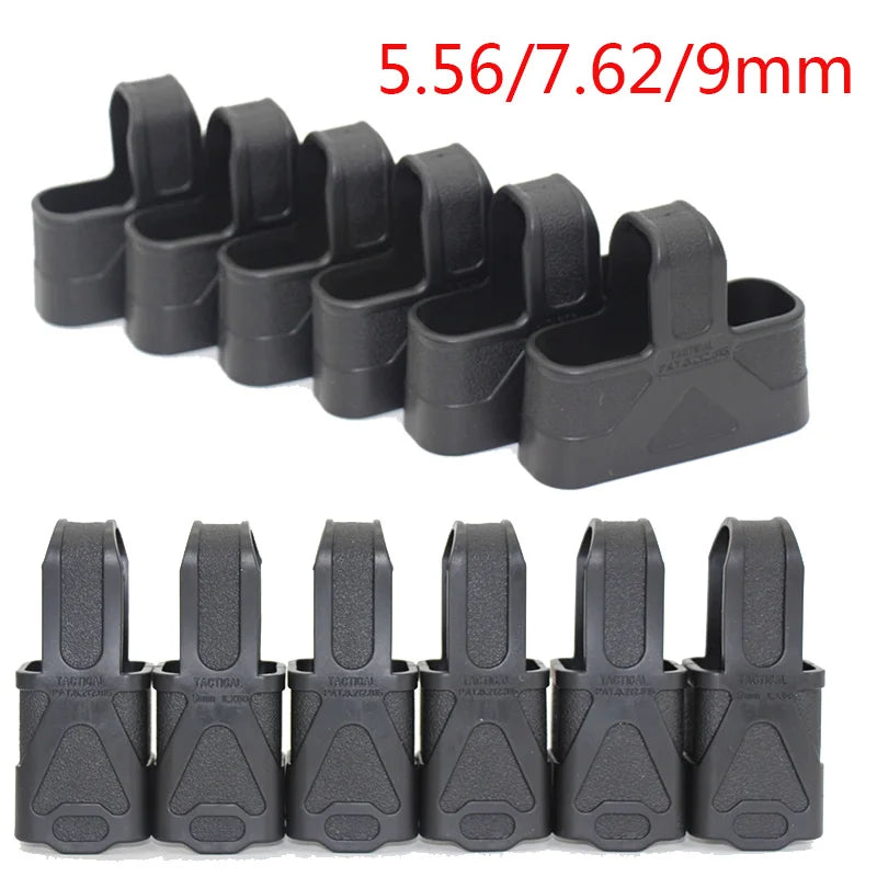 6PCS 7.62/5.56/9mm Fast Magazine Rubber Holster for M4 M16 AR15 AK GL 17 M9 Mag Pouch Sleeve Rubber Slip Cover Hunting Gear