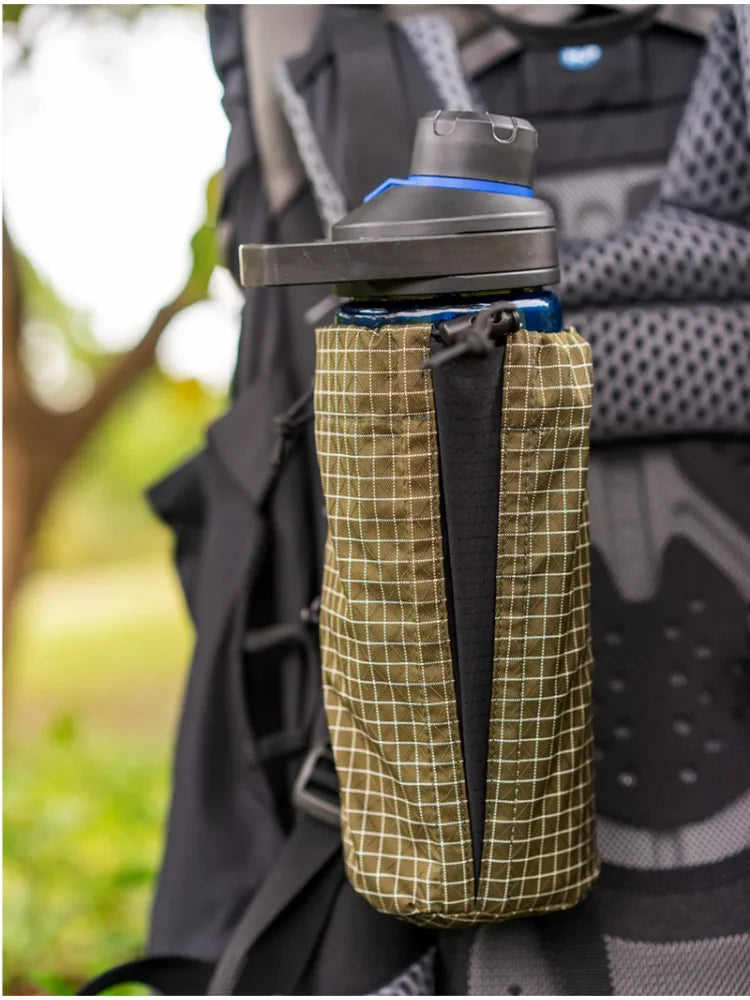 Shoulder Strap Water Bottle Pouch Outdoor Hiking Adjustable Elastic Bottle Holder Ultralight Backpack Attachment Pocket