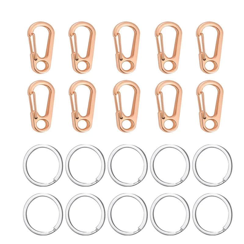 10pcs Mini Carabiner Set Outdoor Rope Clip Camping Paracord Accessories Knapsack Hanging Buckle  Daily DIY Keychain