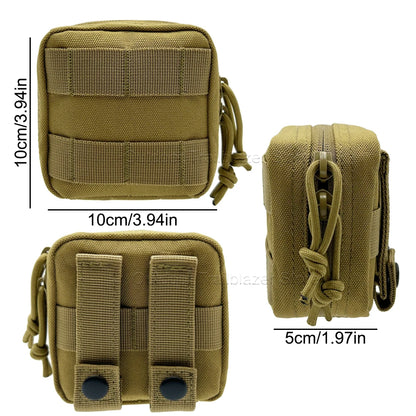 Small Tactical Pouch Micro Utility MOLLE Pouch Removable Clear ID Pocket Mini Knife Compass Flashlight Card Storage Bag Belt