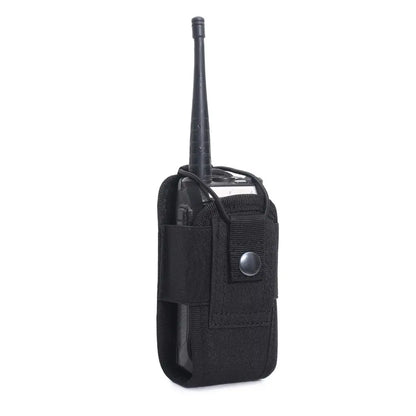 600D Tactical Walkie Talkie Pouch Black Oxford Molle Radio Pouch Portable Outdoor Hunting Sports Phone Holder Interphone Holster