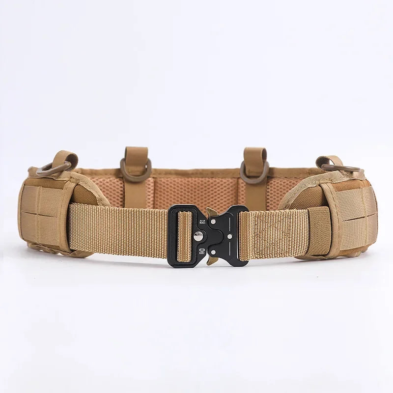 Outdoor Tactical Belt with Waist Pack - Multifunctional MOLLE Design Canvas & Nylon Material Padded Waist for Training/Camping