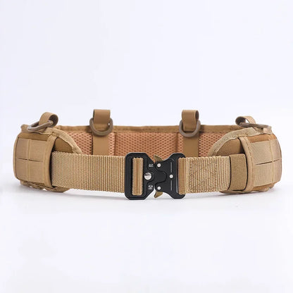 Outdoor Tactical Belt with Waist Pack - Multifunctional MOLLE Design Canvas & Nylon Material Padded Waist for Training/Camping