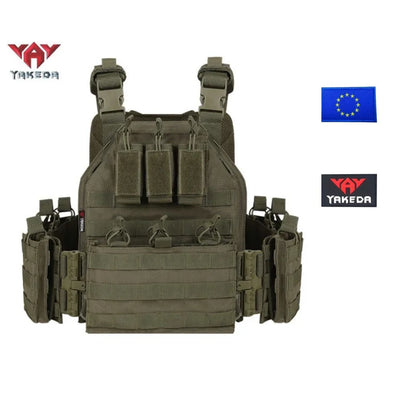 Tactical vest 6026-1 - Quick disassembly full protection vest - Laser-cut outdoor hunting style black outdoor equipment vest