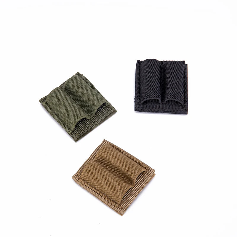 Tactical 2-Round Shell Holder 2 Hole Airsoft Buttstock Ammo Pouch Molle Bullet Magazine Carrier Adhesive Patch