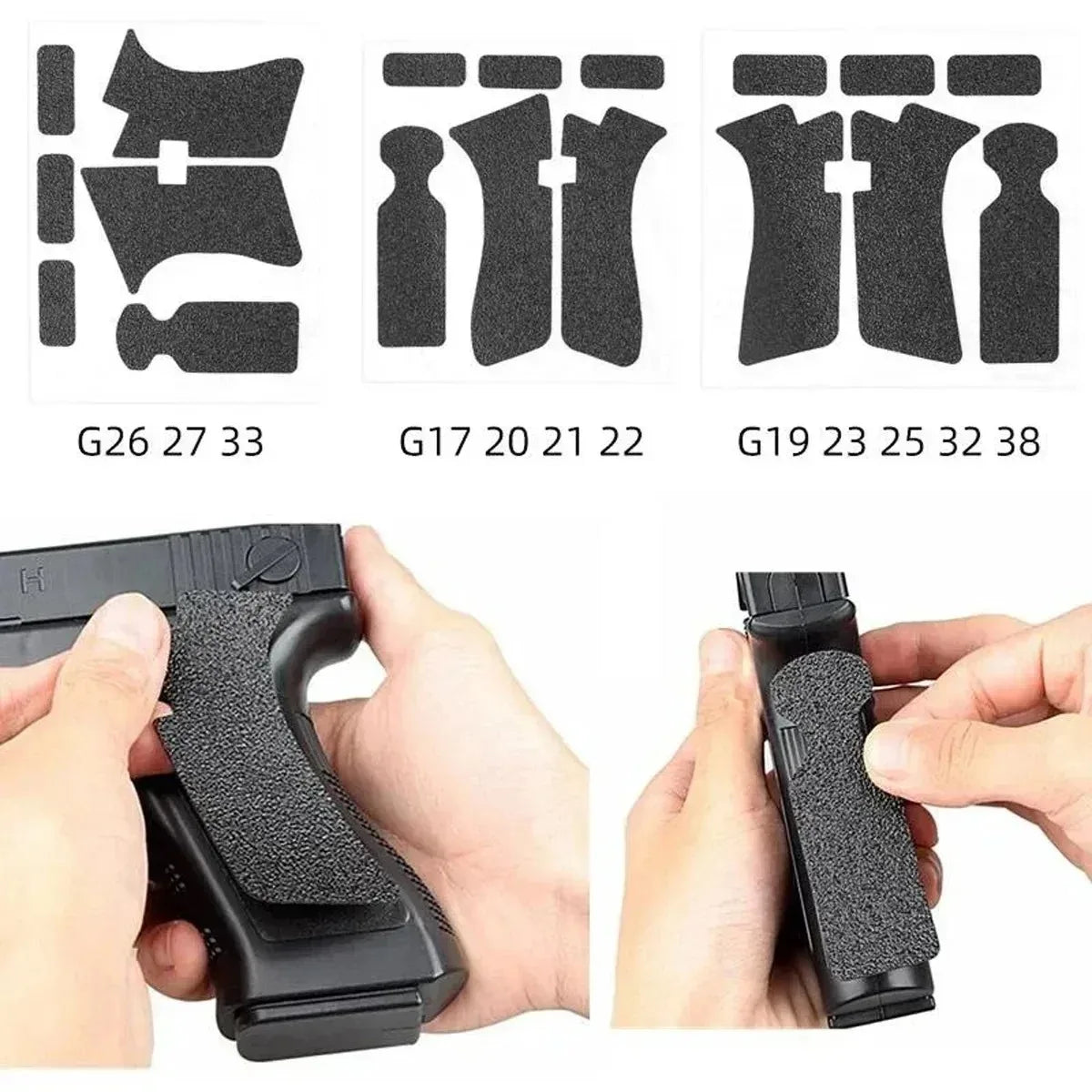 Rubber textured grip with anti-slip feature.Non-Slip Rubber Texture Grip Wrap Tape- Waterproof For G17 19 20 26 27 33