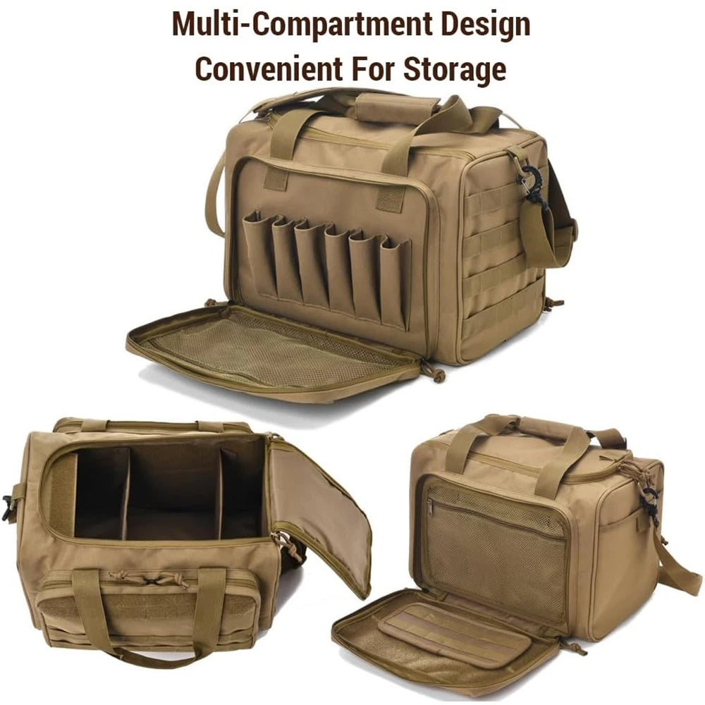 Gun Range Storage Bag Tactical Camping Molle Pouch Outdoor Sport Hunting Accessory Nylon Gun Case Bag Pistol Tool Shoulder Pack