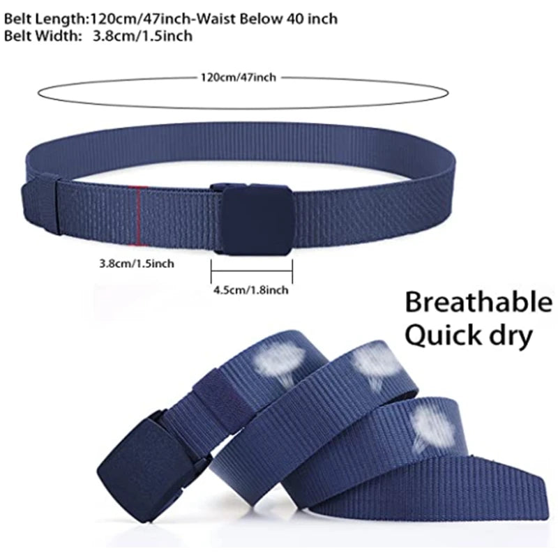 120cm Men Female Belts Military Nylon Adjustable Belt Outdoor Travel Tactical Waist Belt with Plastic Buckle for Pants 6 Colors