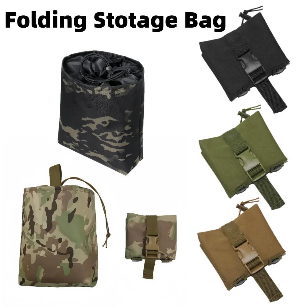 Folding Molle Magazine Dump Drop Pouch Military Airsoft Ammo EDC Tool Bag Foldable Utility Recovery Mag Holster