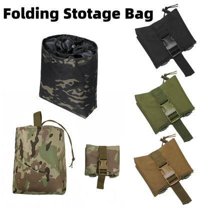 Folding Molle Magazine Dump Drop Pouch Military Airsoft Ammo EDC Tool Bag Foldable Utility Recovery Mag Holster