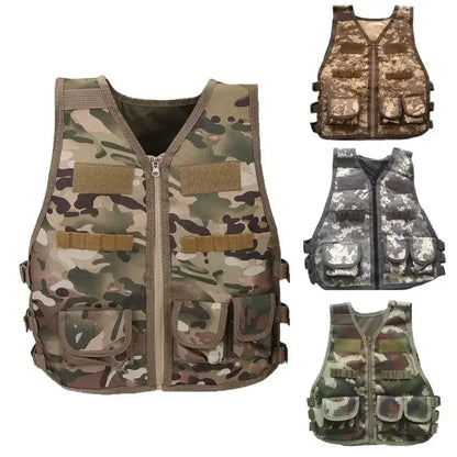 Children Vest Kids Camouflage Multiple Pockets Hunting CS War Games Jacket Hunting Tactical Waistcoat Training Gear