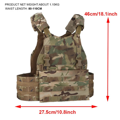 Tactical Hunting Vest Velocity Systems Plate Carrier With Zip-on Hydration Back Panel  Bag MOLLE Scarab Airsoft Militar Gear