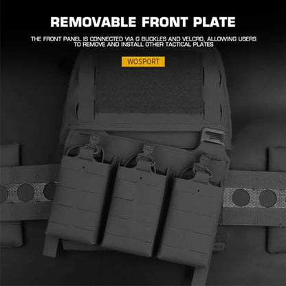 WOSPORT Hunting Vest V5 PC Quick Release Tactical MOLLE Plate Carrier With Triple Magazine Pouches Modular Vest