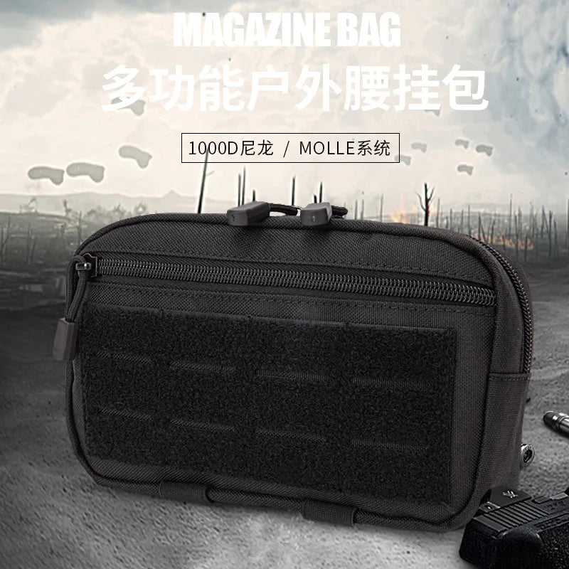 Tactical Molle Admin Pouch Horizontal Zippered Multi-Purpose Utility EDC Tool Gear Organizer Waist Bag for Outdoor Sports