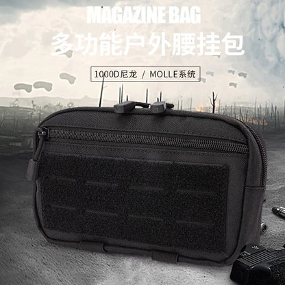 Tactical Molle Admin Pouch Horizontal Zippered Multi-Purpose Utility EDC Tool Gear Organizer Waist Bag for Outdoor Sports